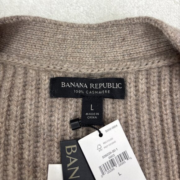 Banana Republic Curio Relaxed 100% Cashmere Cardigan Size L Taupe NWT $380 MSRP - Picture 11 of 13
